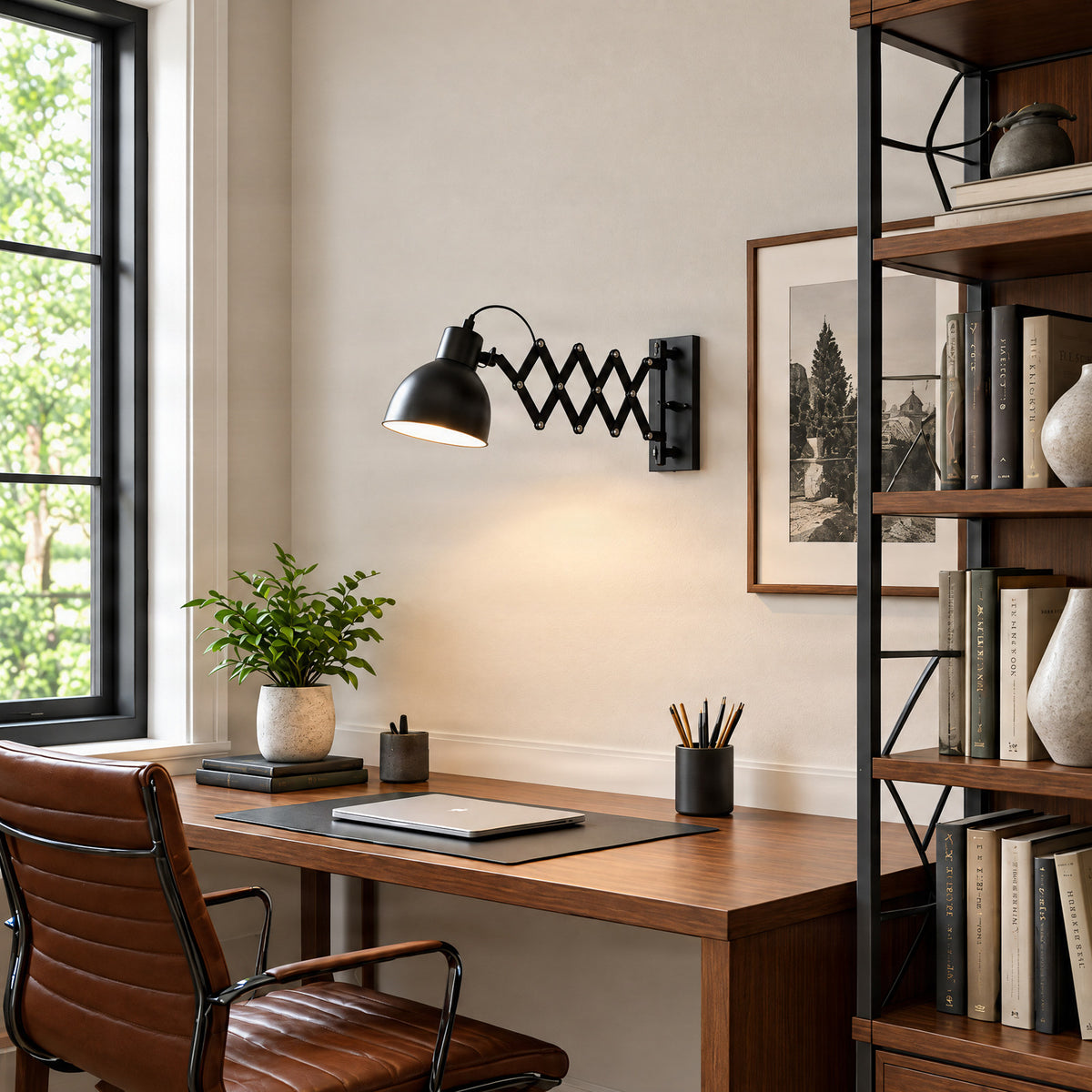 Merle 8 3/4" Black Wall Sconce with Reading Light