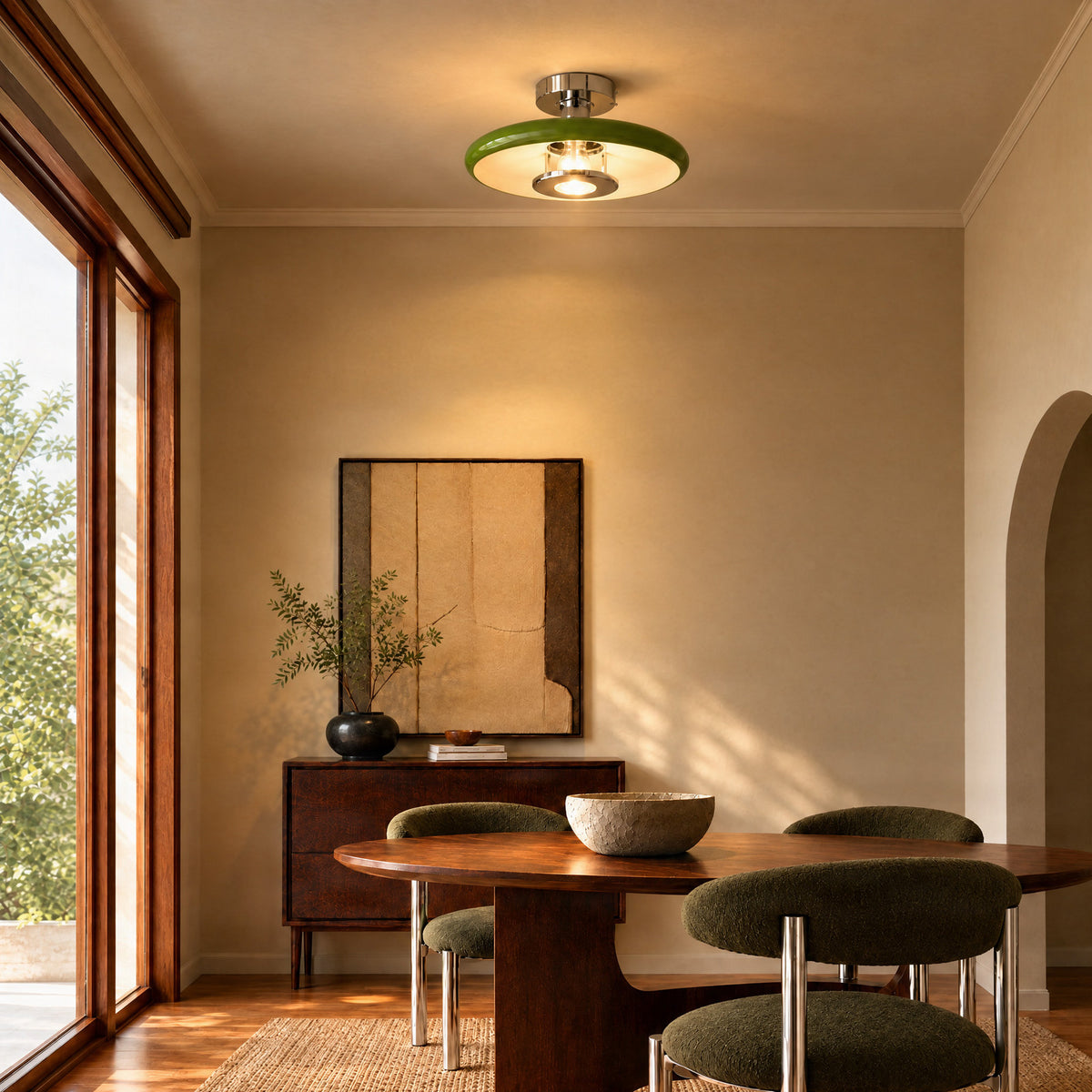 Branford 13 3/4" Green Ceiling Light