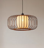 Lucande Davella pendant light, 19.7 in, bamboo, fabric