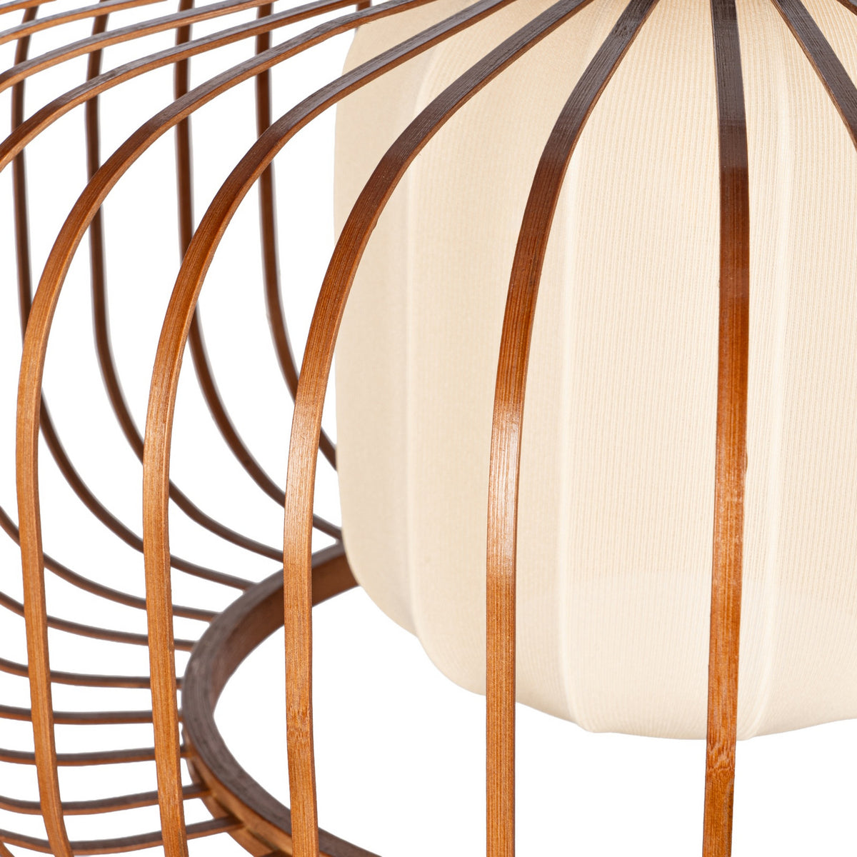 Lucande Davella pendant light, 19.7 in, bamboo, fabric