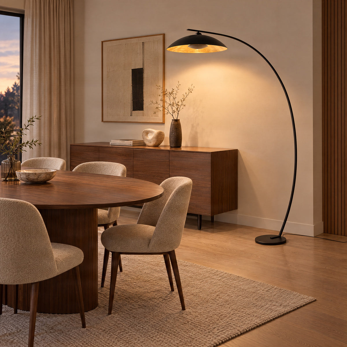 Emilienne 70 1/2" Black and Gold Arc Lamp