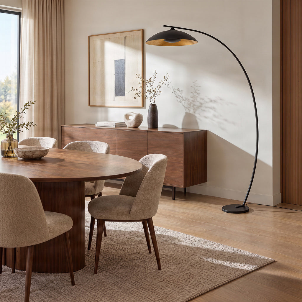 Emilienne 70 1/2" Black and Gold Arc Lamp