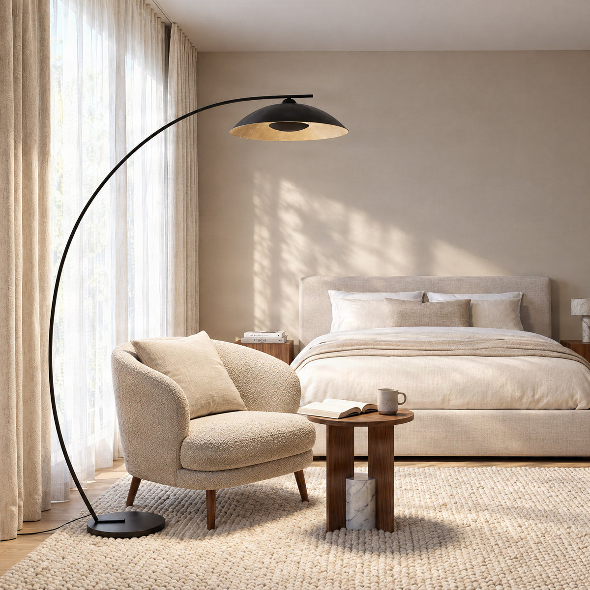Emilienne 70 1/2" Black and Gold Arc Lamp