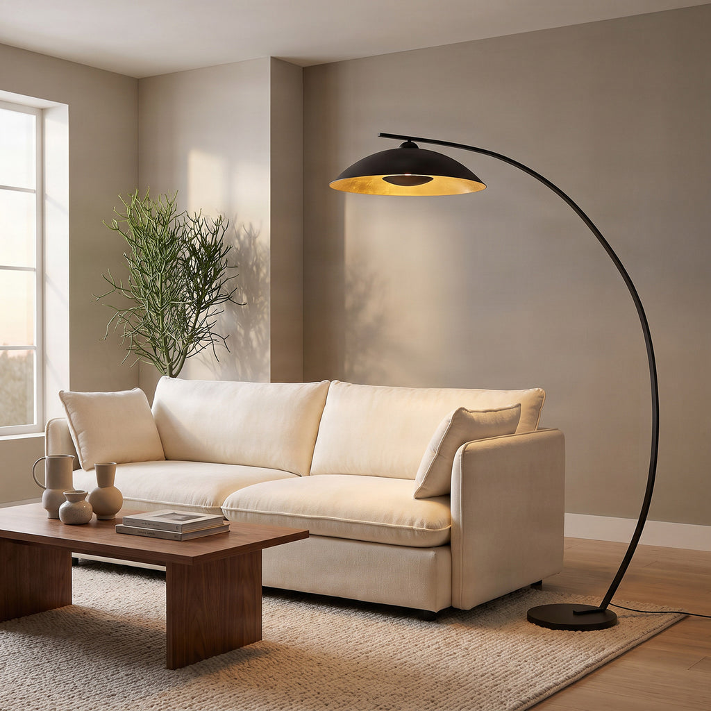 Emilienne 70 1/2" Black and Gold Arc Lamp
