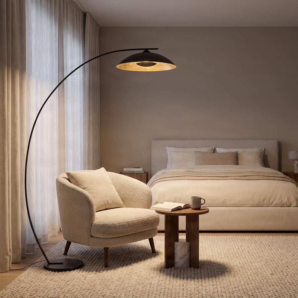 Emilienne 70 1/2" Black and Gold Arc Lamp