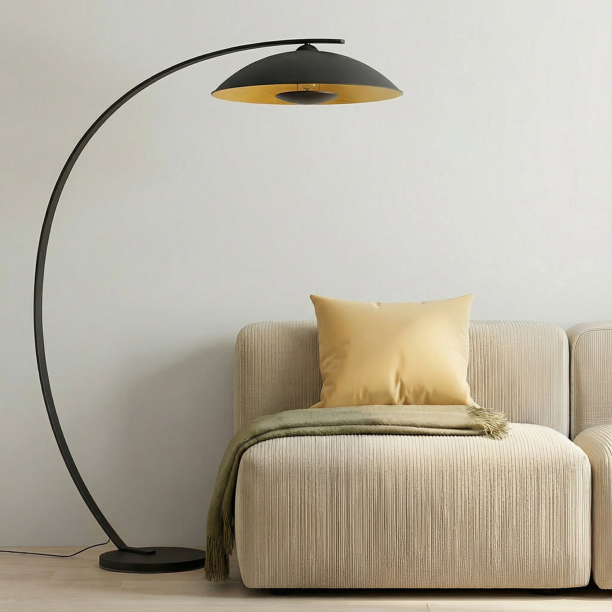 Emilienne 70 1/2" Black and Gold Arc Lamp