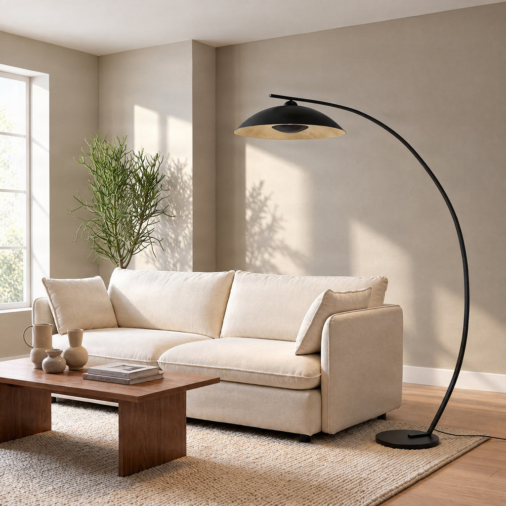 Emilienne 70 1/2" Black and Gold Arc Lamp