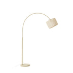 Lucande Helin arc floor lamp, beige, 78 in, fabric