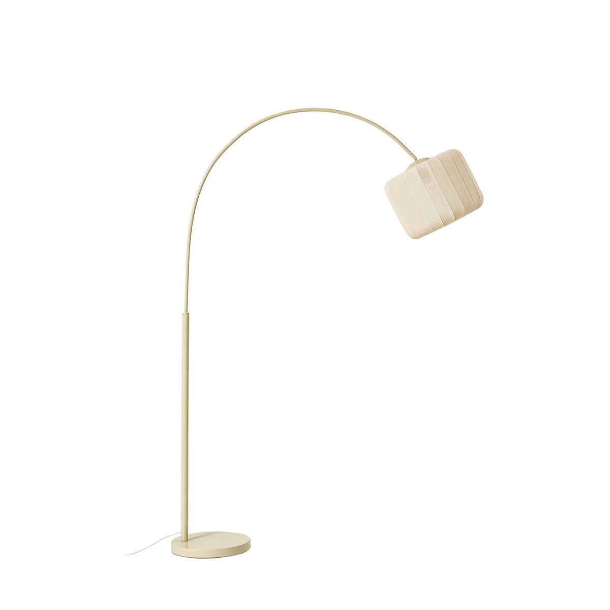 Lucande Helin arc floor lamp, beige, 78 in, fabric