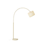 Lucande Helin arc floor lamp, beige, 78 in, fabric