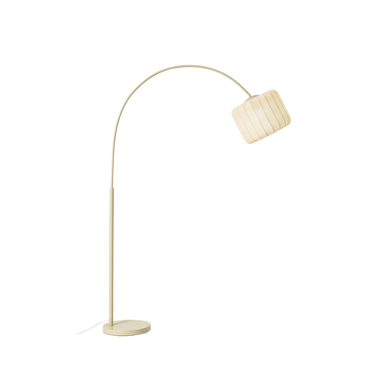 Lucande Helin arc floor lamp, beige, 78 in, fabric