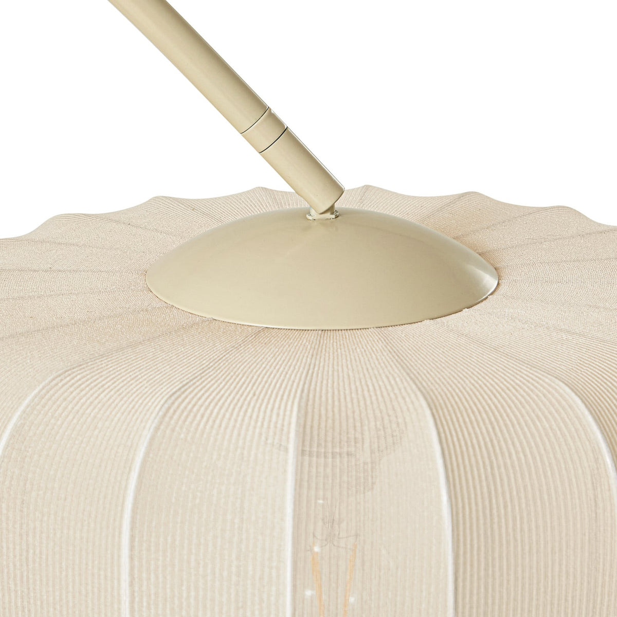 Lucande Helin arc floor lamp, beige, 78 in, fabric