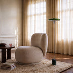 Lucande Branford floor lamp, 51 in, green, metal/marble