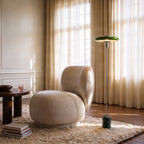 Lucande Branford floor lamp, 51 in, green, metal/marble