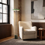 Lucande Branford floor lamp, 51 in, green, metal/marble