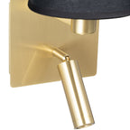 Lucande Aiden wall lamp, 10 in, black and gold, LED reading light