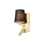 Lucande Aiden wall lamp, 10 in, black and gold, LED reading light