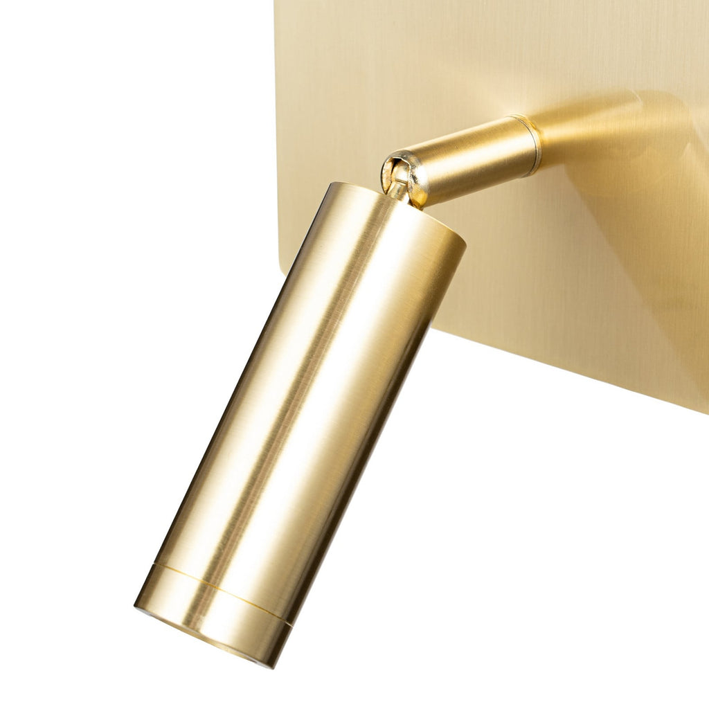 Lucande Aiden wall lamp, 10 in, black and gold, LED reading light