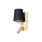 Lucande Aiden wall lamp, 10 in, black and gold, LED reading light
