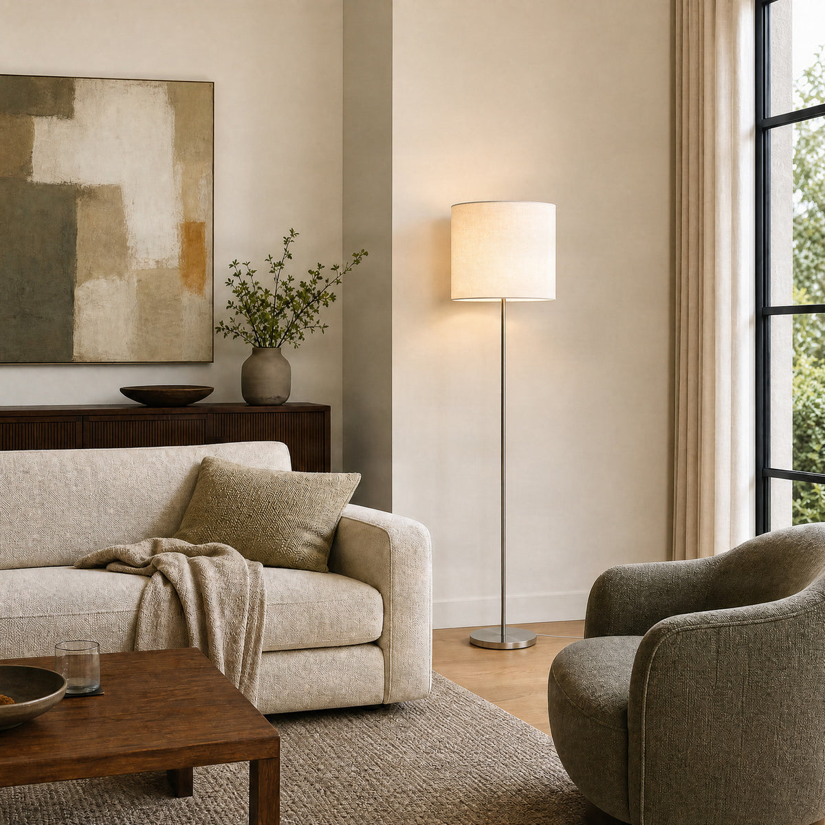 Parsa 65 3/4" White Fabric Floor Lamp