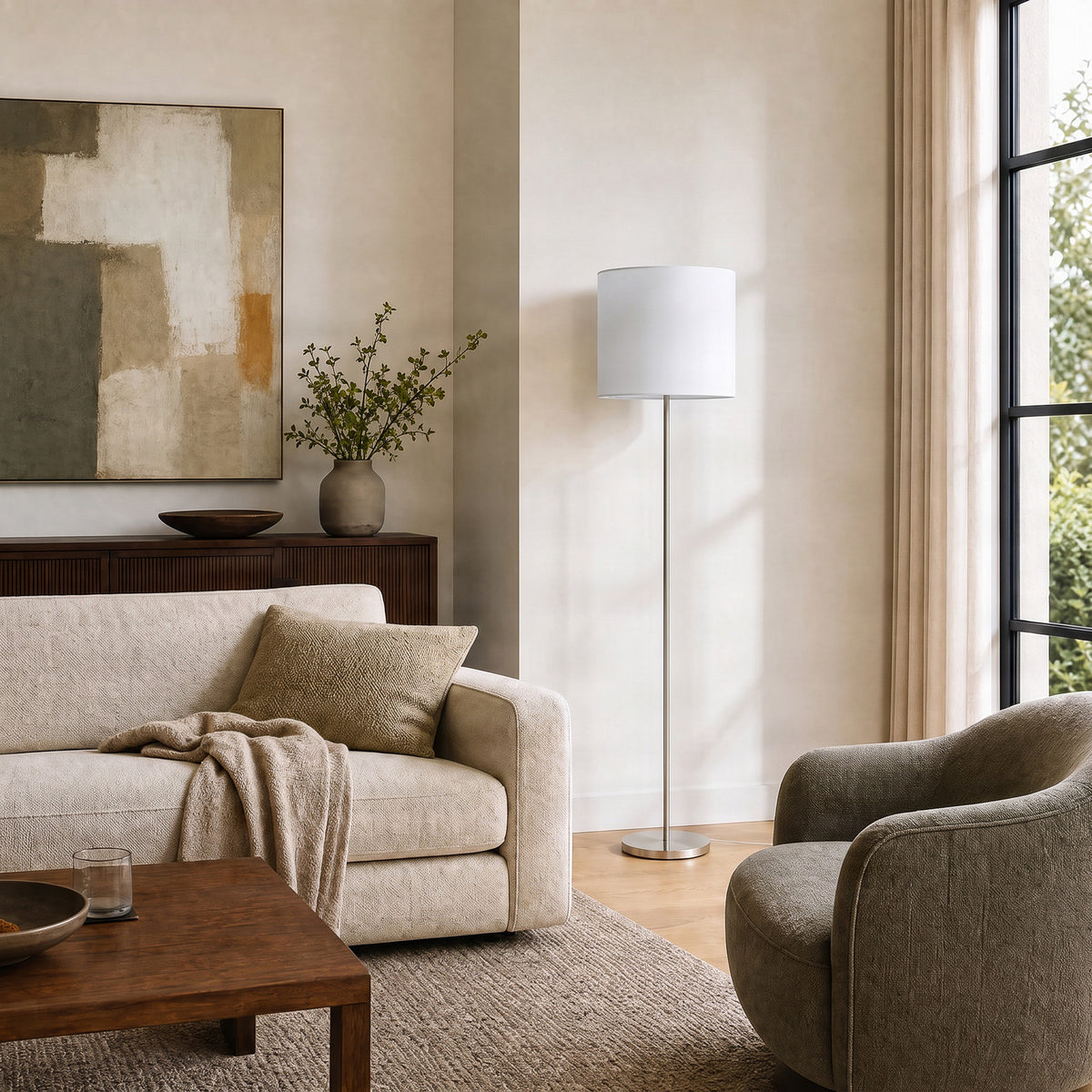 Parsa 65 3/4" White Fabric Floor Lamp