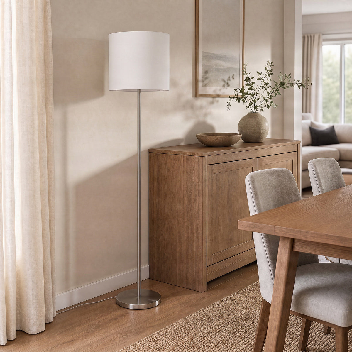 Parsa 65 3/4" White Fabric Floor Lamp