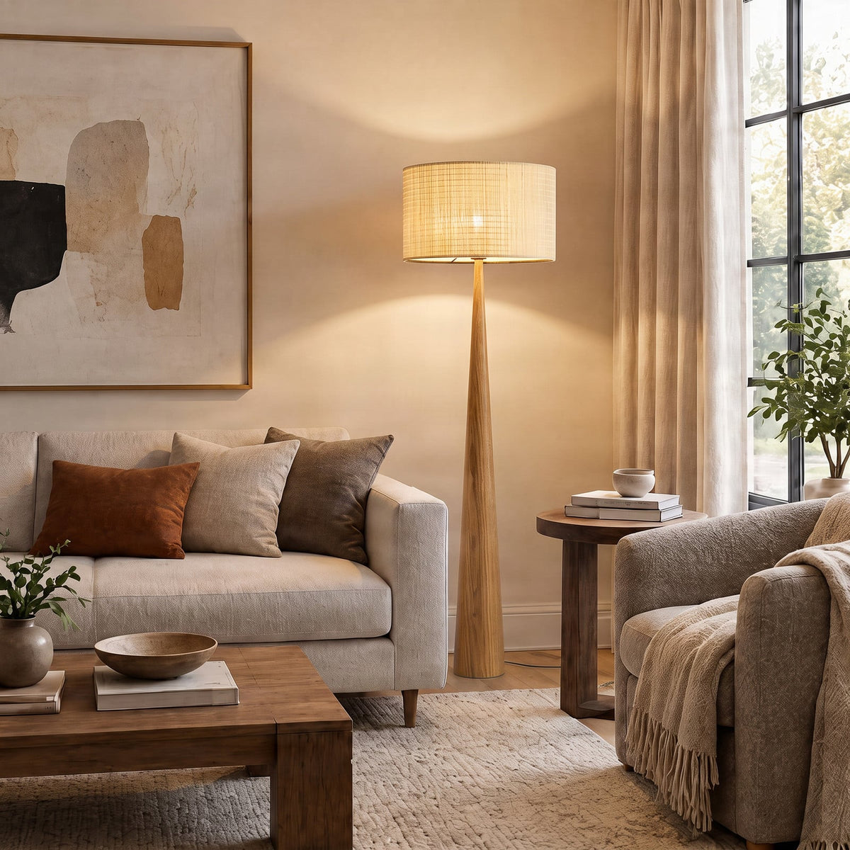 Fabrena 55" Bamboo Floor Lamp
