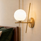 Lucande Globe wall light, 1-bulb, brass/white, glass