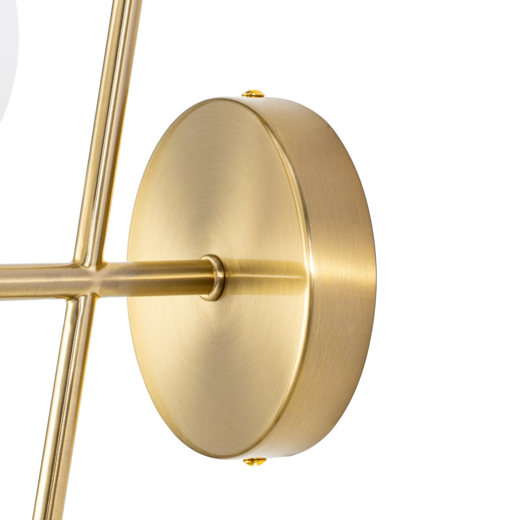Lucande Globe wall light, 1-bulb, brass/white, glass