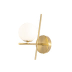 Lucande Globe wall light, 1-bulb, brass/white, glass