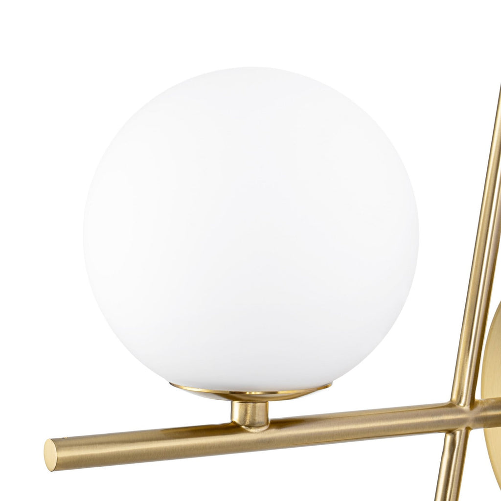 Lucande Globe wall light, 1-bulb, brass/white, glass