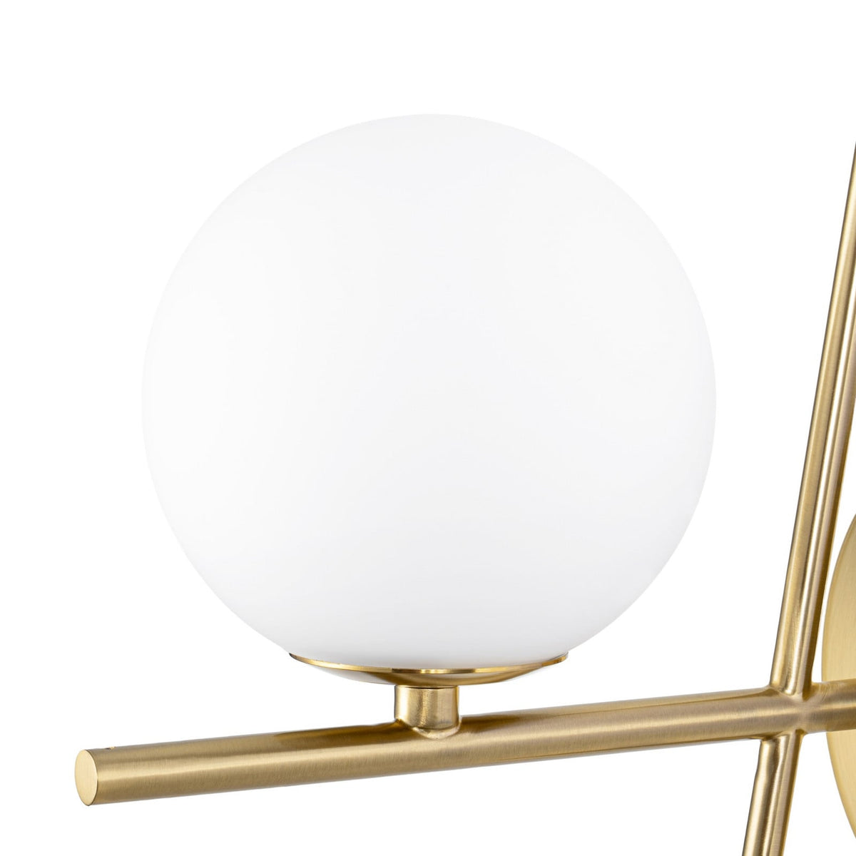 Lucande Globe wall light, 1-bulb, brass/white, glass