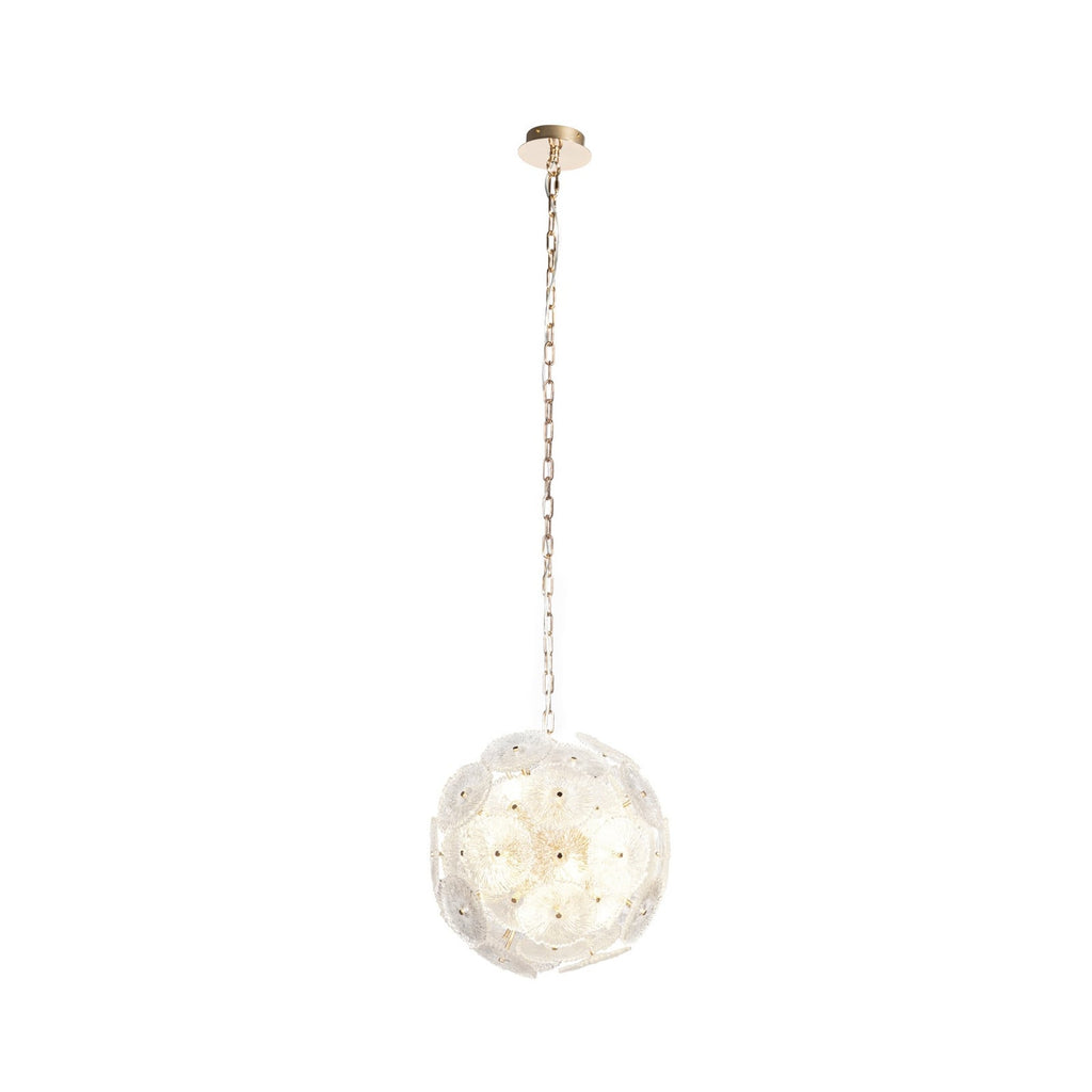 Lucande Flora pendant light, 1-bulb, 19.7 inches, gold/clear