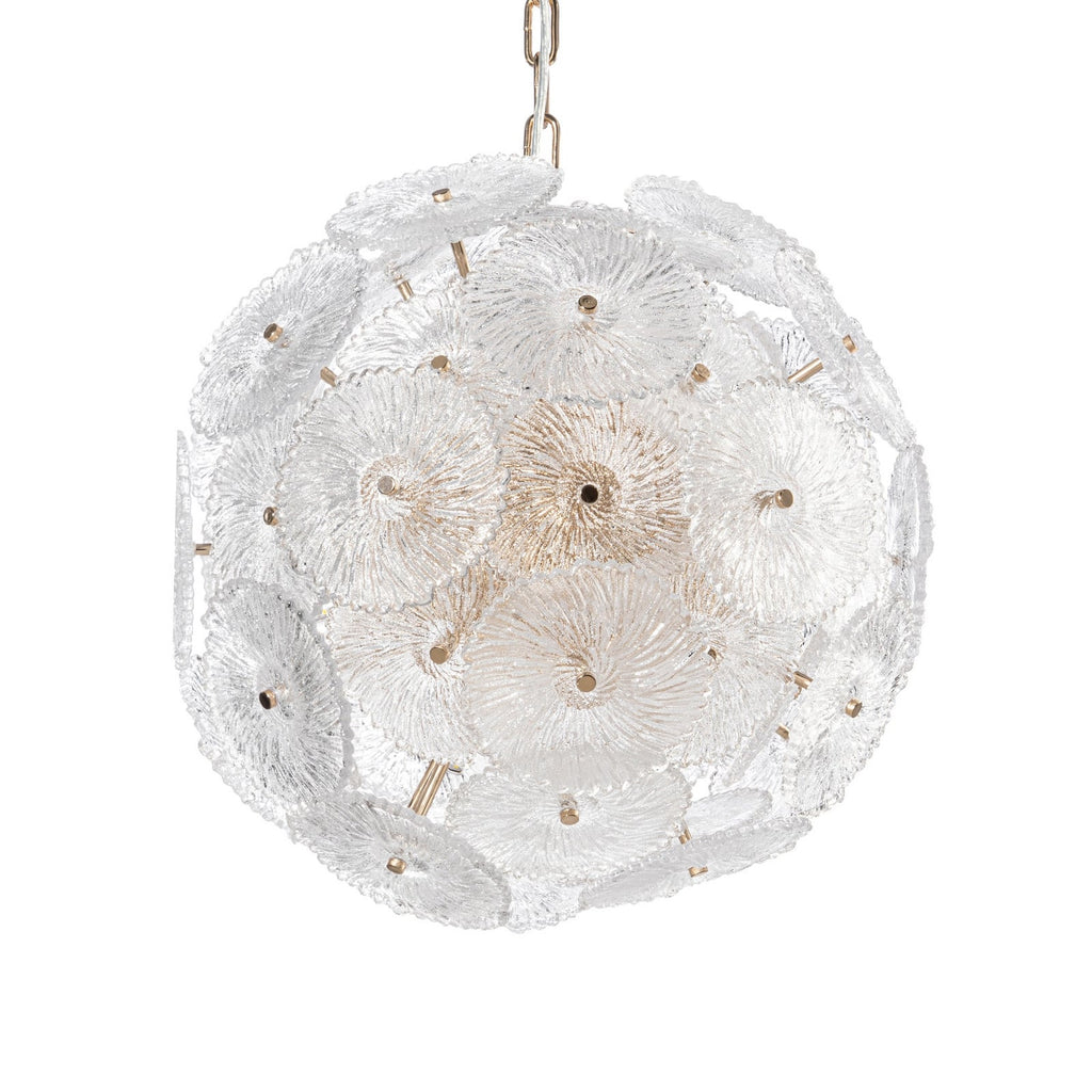 Lucande Flora pendant light, 1-bulb, 19.7 inches, gold/clear