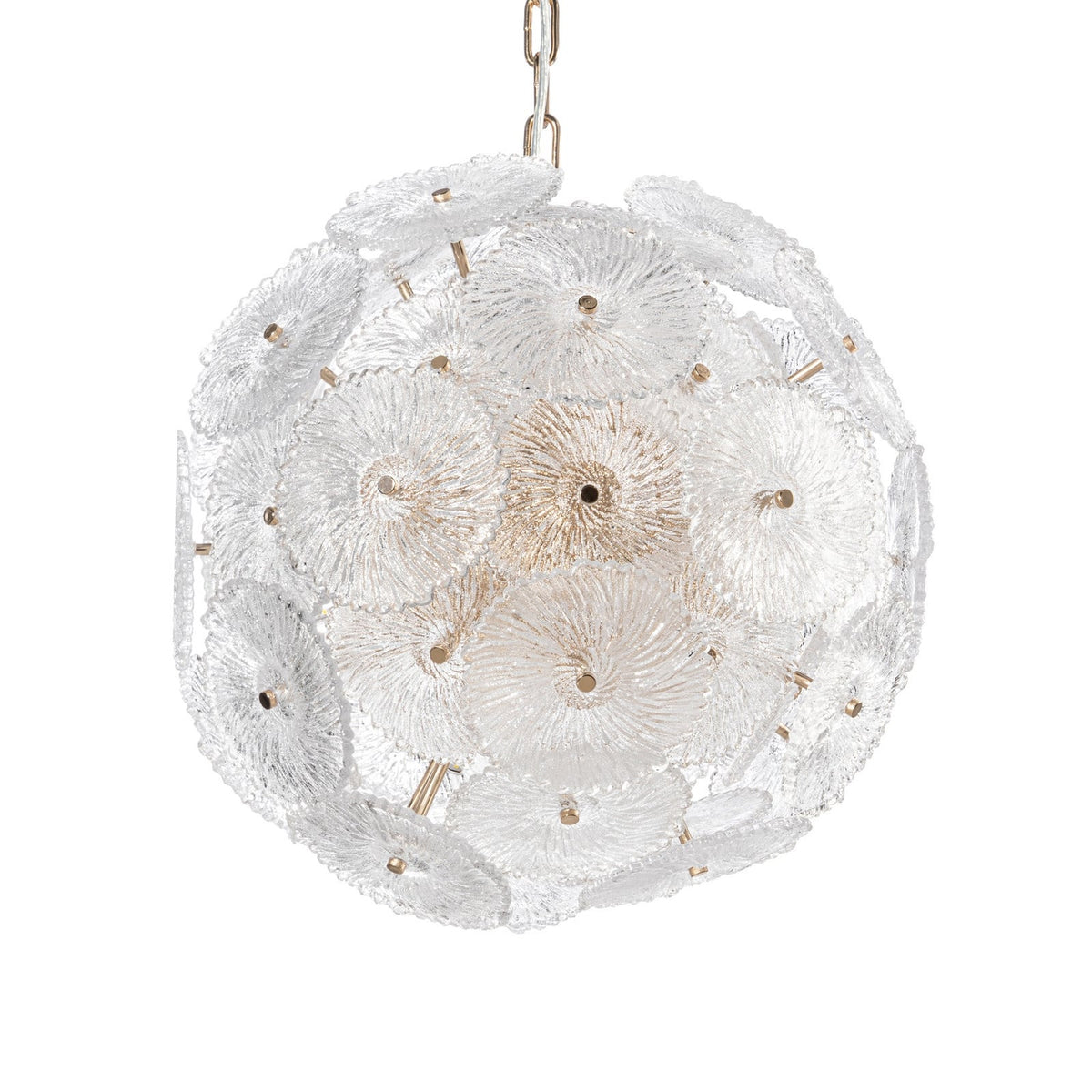 Lucande Flora pendant light, 1-bulb, 19.7 inches, gold/clear