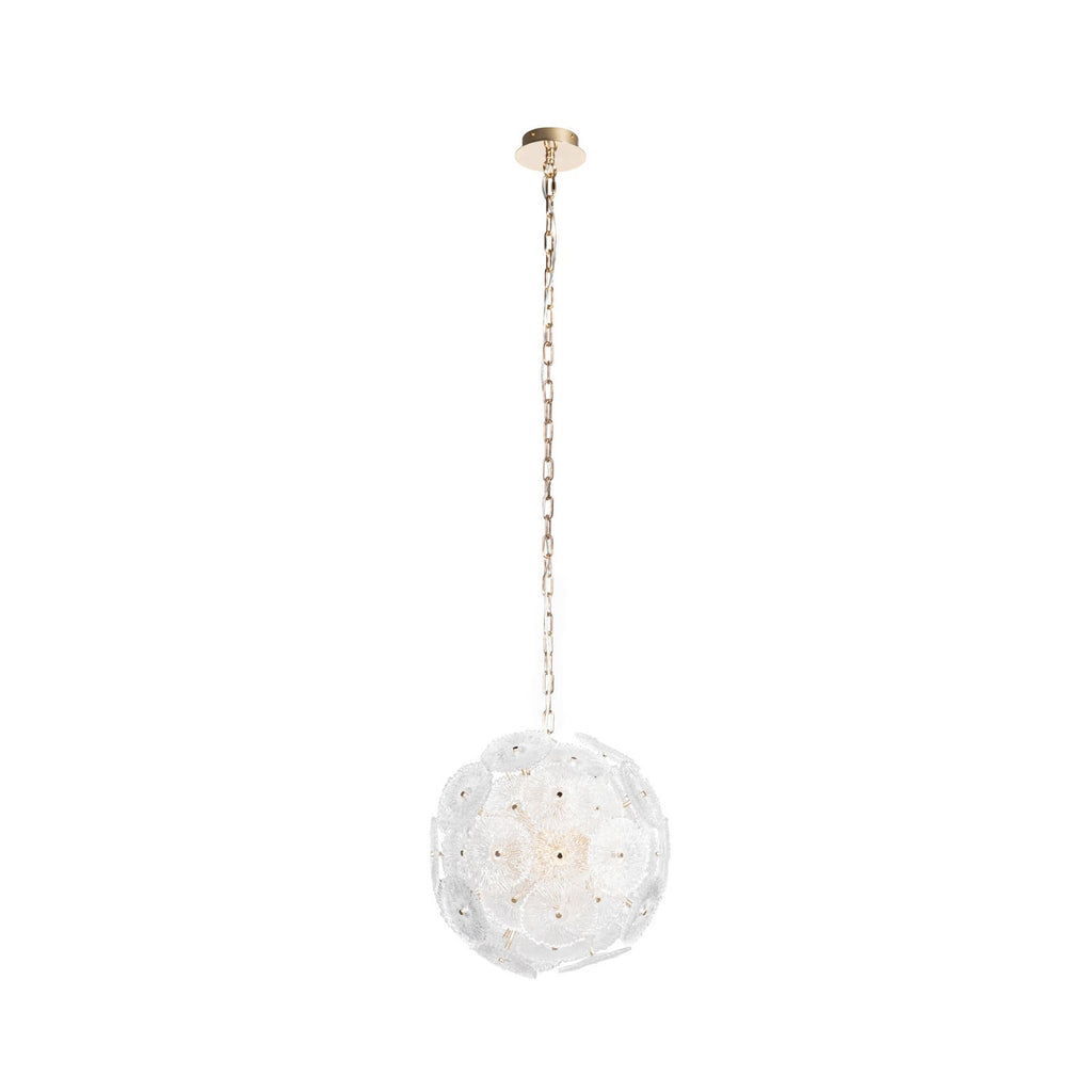 Lucande Flora pendant light, 1-bulb, 19.7 inches, gold/clear
