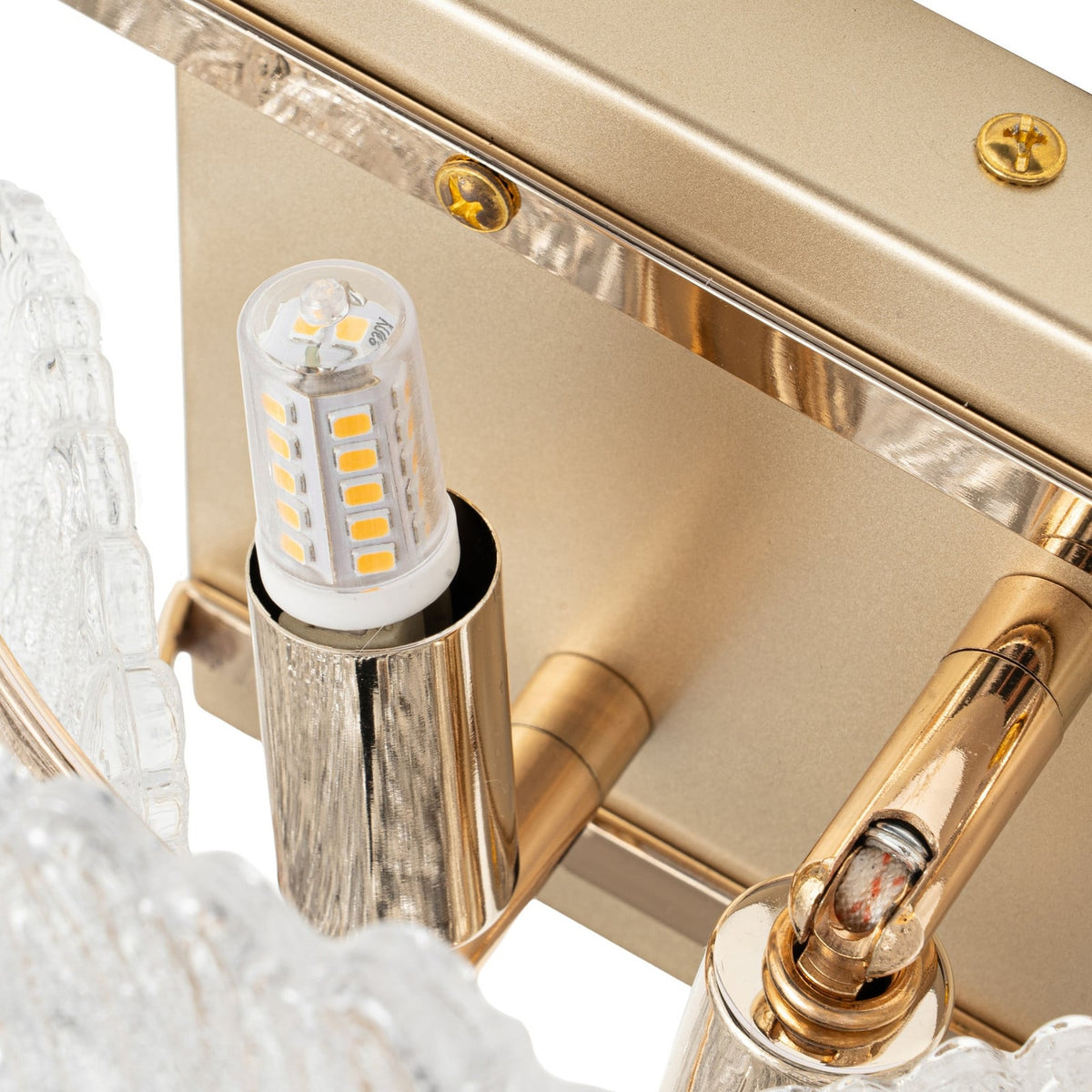 Lucande Flora wall light, multi-bulb, gold/clear