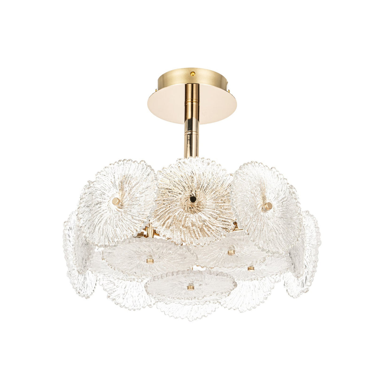Lucande Flora ceiling light, 15.7 inches, gold/clear