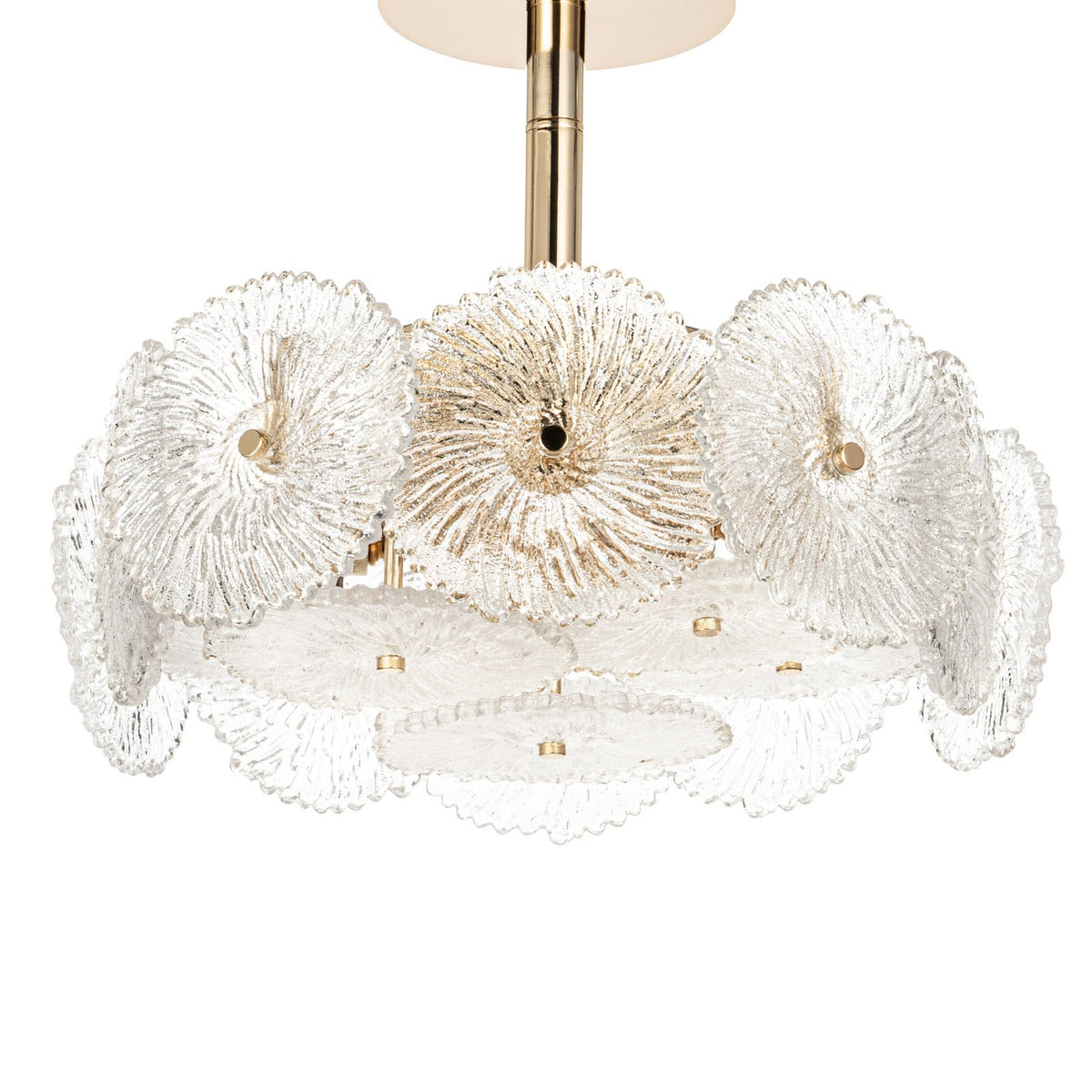 Lucande Flora ceiling light, 15.7 inches, gold/clear