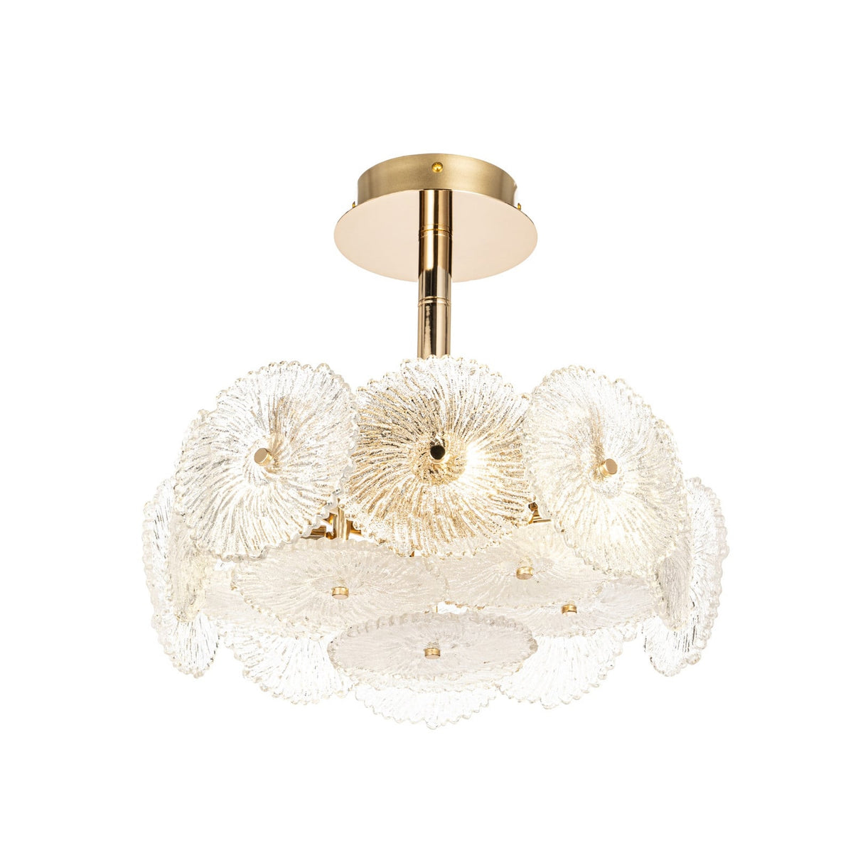 Lucande Flora ceiling light, 15.7 inches, gold/clear