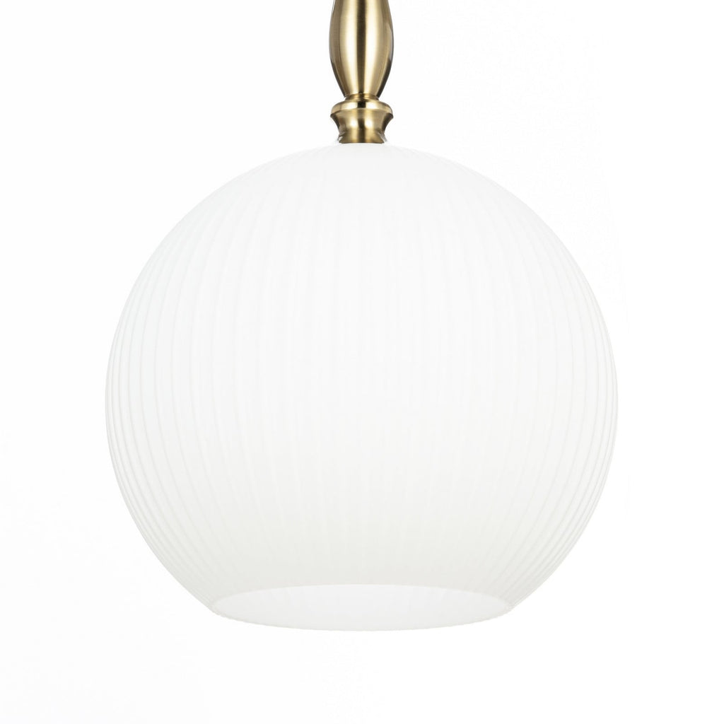 Lucande Dante pendant light, Ø 13.8 inches, brass/opal