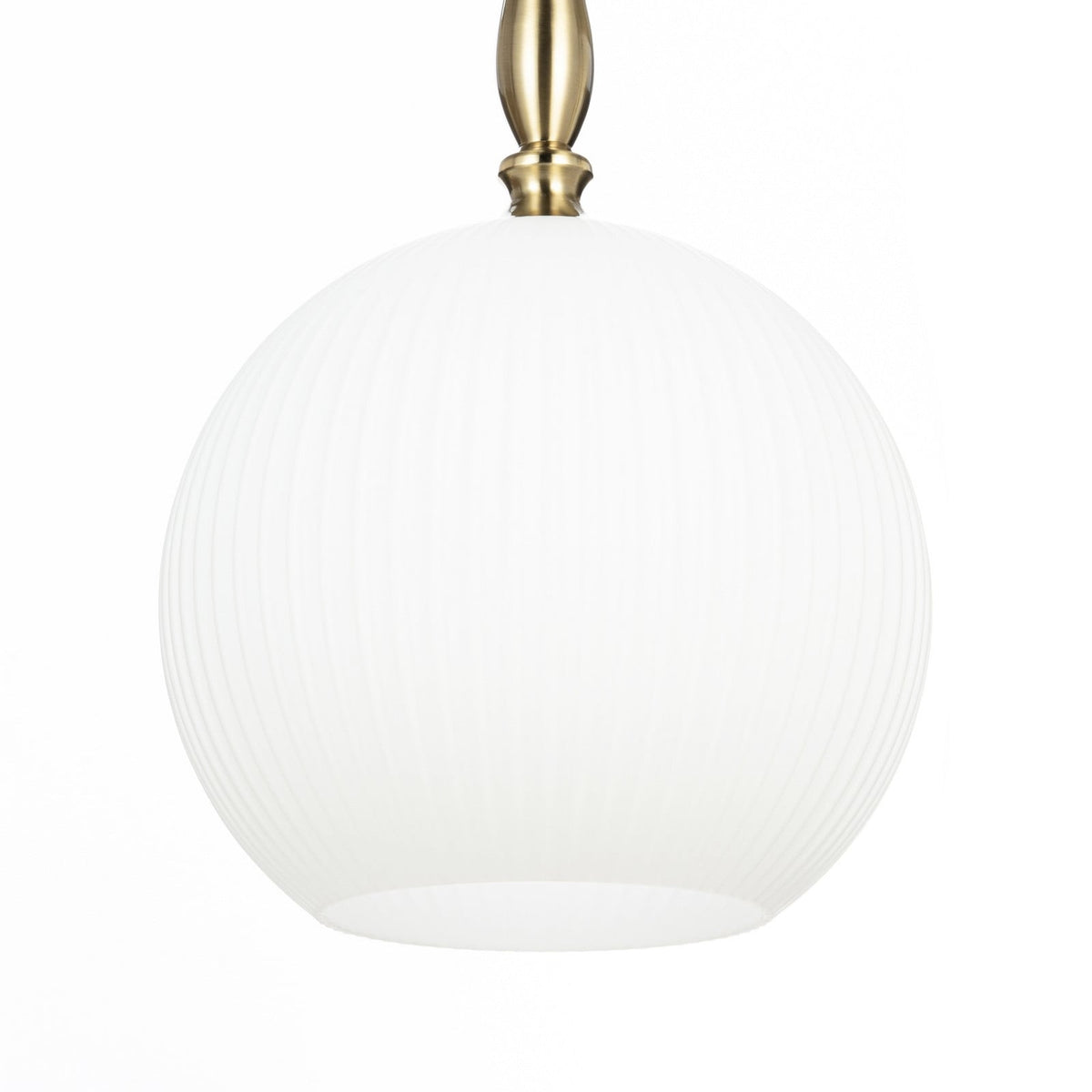 Lucande Dante pendant light, Ø 13.8 inches, brass/opal