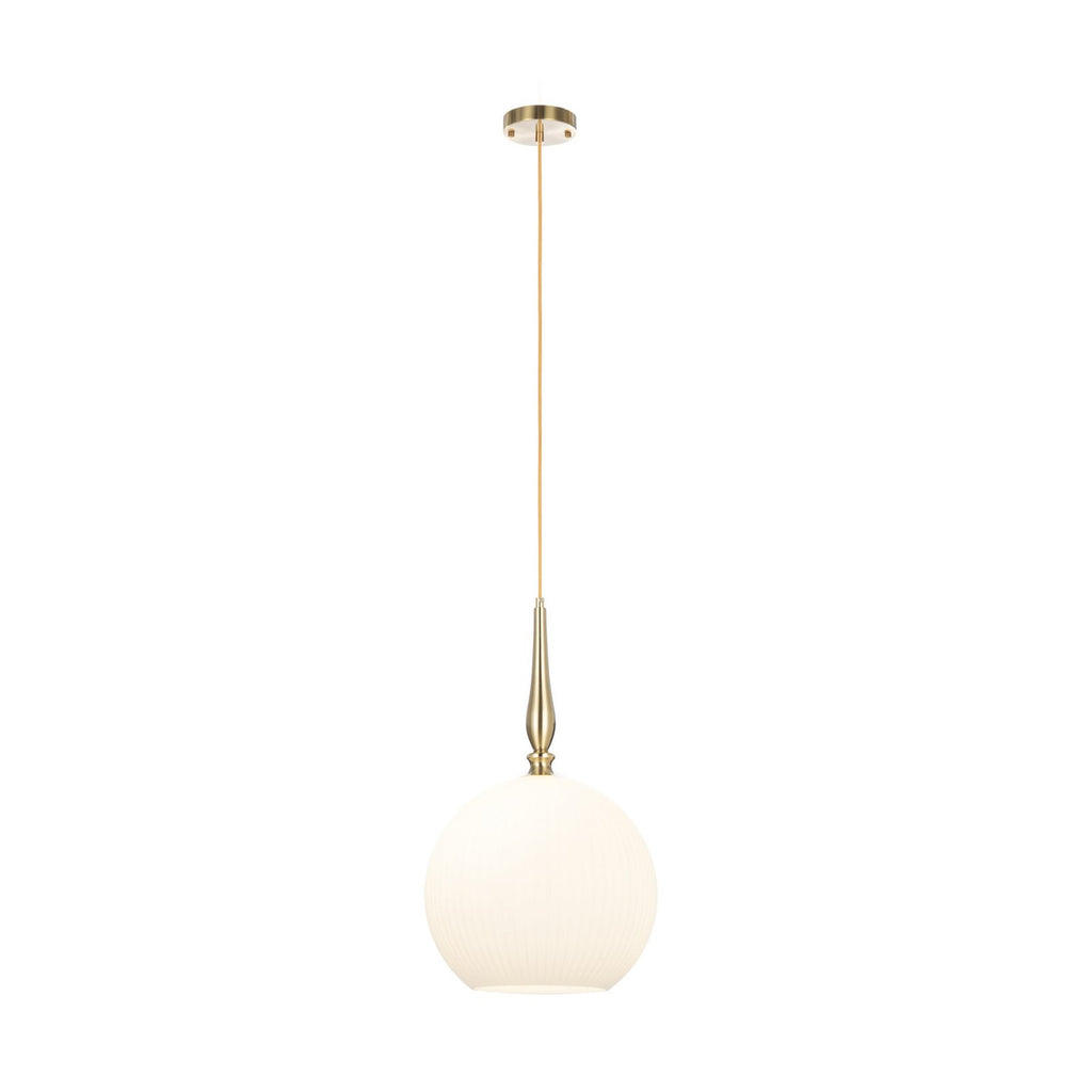 Lucande Dante pendant light, Ø 13.8 inches, brass/opal