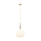 Lucande Dante pendant light, Ø 13.8 inches, brass/opal