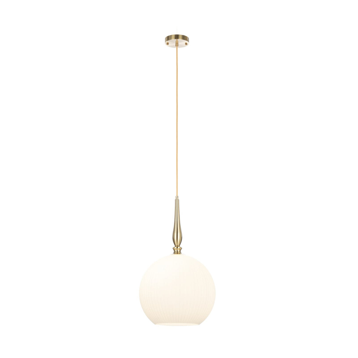 Lucande Dante pendant light, Ø 13.8 inches, brass/opal