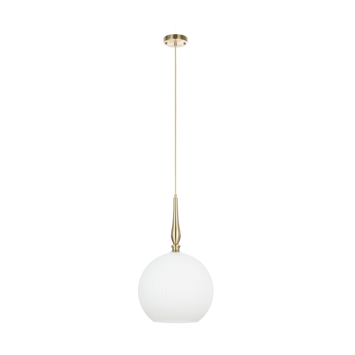 Lucande Dante pendant light, Ø 13.8 inches, brass/opal