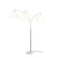 Lucande Clive floor lamp, white, 3-bulb, marble, fabric