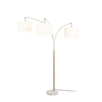 Lucande Clive floor lamp, white, 3-bulb, marble, fabric