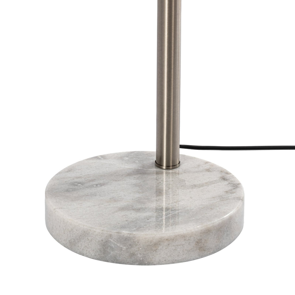 Lucande Clive floor lamp, white, 3-bulb, marble, fabric