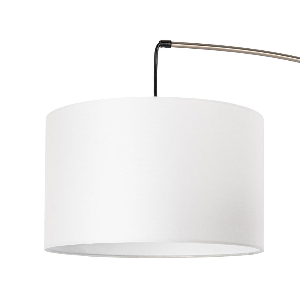 Lucande Clive floor lamp, white, 3-bulb, marble, fabric
